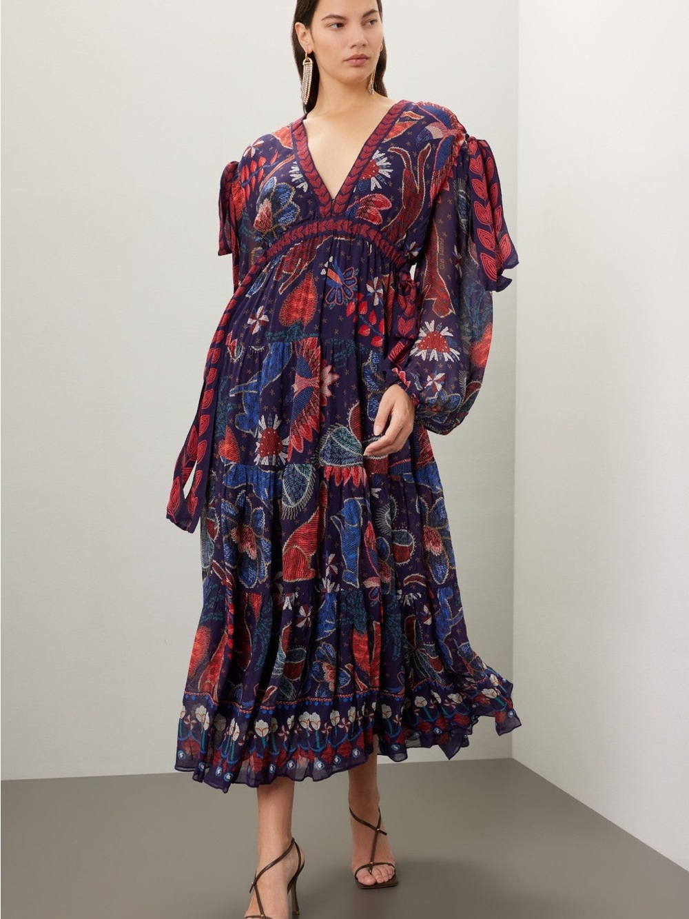 FARM Rio Deep Purple Floral Maxi Dress with Red & Blue Accents - Picture 2 of 9